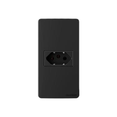 Imagem de Placa Para Condulete Caixa 1" Com Tomada Margirius Sleek 2p+t 20a Preto Ebony Preto