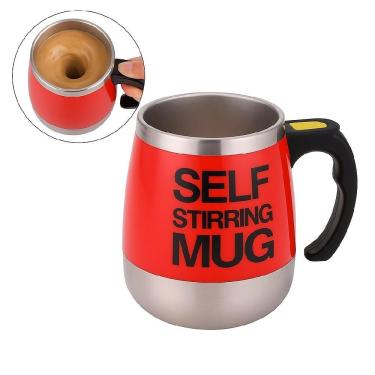 Imagem de Caneca Mixer Eletrica Portatil Copo Automatica 400ml Para Shake Whey Cafe Bebidas Cafe Achocolatado Mexedora Vermelha