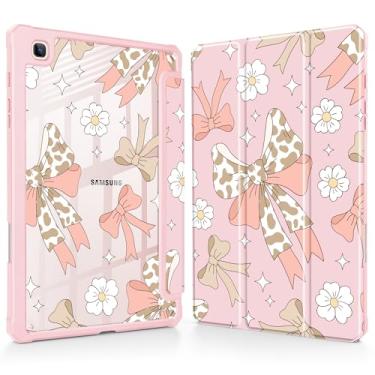 Imagem de Tuiklol Para Samsung Galaxy Tab S6 Lite 10,4 polegadas 2024 2022 2020, Buit in S Pen com capa protetora à prova de choque, capa traseira transparente transparente despertar/hibernar, laço leopardo