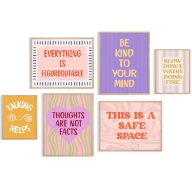 Imagem de Lhoiplme Arte de parede de saúde mental, pôsteres de aconselhamento em tela de psicologia infantil, decoração de parede, impressões motivacionais, citações positivas, imagens de arte para sala de aula