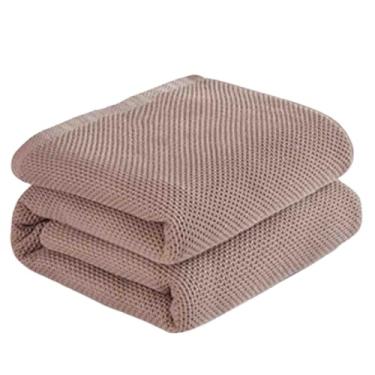 Imagem de Cobertor de lã feminino cobertores e mantas masculinos para cama adulto longo solteiro para sofá 28 camadas de algodão penteado de fibra longa lavável na máquina macio e confortável (marrom, 150 x 200