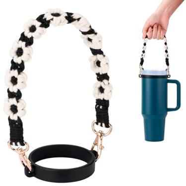 Imagem de Soledea Alça para garrafa de água, cordões tecidos à mão, estilingue de garrafa de água de silicone, suporte com alça compatível com copo Stanley de 226.8-1,134.0 g, acessórios para garrafa Hydroflask