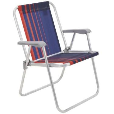 Imagem de Cadeira de Praia Samoa Alta em Alumínio com Assento Azul Escuro e Lara