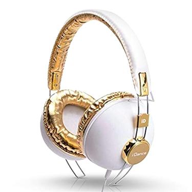 Imagem de IDANCE Fones de ouvido superauriculares com fio de tamanho completo – Fones de ouvido leves e compactos para iPhone/iPad/iPod/tablet/Android microfone embutido com suportes de alumínio duráveis branco