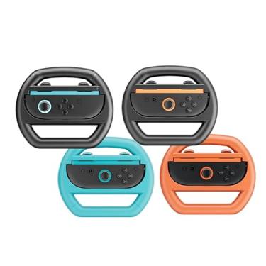 Imagem de Volante para Nintendo Switch 2 (2025), Steering Wheel Volantes de Corrida para Mario Kart World 8 Deluxe, Pacote com 4 Volantes para Switch 2 Mario Kart para Switch 2 Acessórios (Azul, Laranja e 2 Pretos)