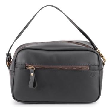 Imagem de Necessaire Frasqueira Mini Bolsa Organizadora Couro Legítimo(Preto)