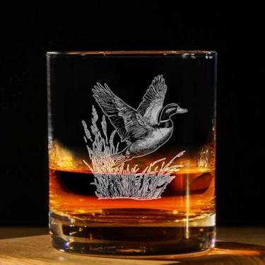 Imagem de Copo de uísque gravado vintage Pato Mallard - Presente temático de vida selvagem - Presentes de aniversário exclusivos para amigos e familiares - Presente para amantes de pato-real - Vidro antigo
