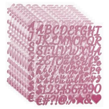 Imagem de PATIKIL 960 peças de adesivos de letras com glitter de 2,5 cm, 10 folhas de adesivos com número do alfabeto autoadesivos de vinil, adesivos à prova d'água para decoração de scrapbook, placa de caixa
