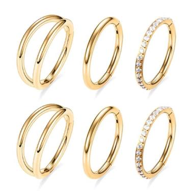 Imagem de MOQIKAKA Anéis de septo de nariz de aço cirúrgico 16G 18G 20G - Anéis de nariz de segmento de aço inoxidável Argola Helix Cartilagem Clicker Daith Tragus Sleeper Argola Brincos, Anéis de Piercing