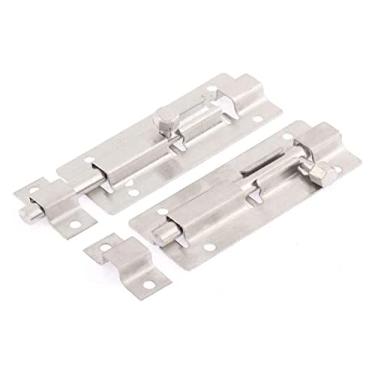 Imagem de Parafuso de fechadura de porta, trava deslizante, ferrolho de cadeado, aço inoxidável Trava de porta em destaque Eficácia confiável Bloqueio deslizante Parafuso de conexão de encaixe 3" comprimento 2