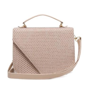 Imagem de Bolsa Feminina Pequena Clutch Palha Bege Moda Praia Verão Alça Com Regulagem Festa Balada Casual
