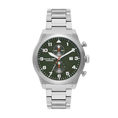 Imagem de Michael Kors Relógio de aço inoxidável com cronógrafo panorâmico, Prata