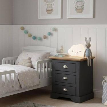 Imagem de Mesa de Cabeceira Infantil 3 Gavetas Toledo Cinza