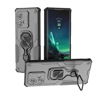 Imagem de SORAKA Capa para Motorola Edge 40 Neo com suporte metálico giratório de 360 graus peça de ferro magnética para suporte magnético para telefone de carro