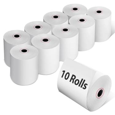 Imagem de Rolos térmicos de recibos de papel de 3 1/8 x 230, pacote com 10 rolos de papel térmico de qualidade premium compatíveis com sistemas POS, caixas registradoras e máquinas de cartão de crédito