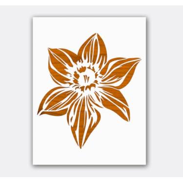 Imagem de Estêncil de narciso 22 x 30 cm – Modelo de flor de plástico Mylar reutilizável de 10 mil para pintura de parede, móveis rústicos, decoração de primavera e projetos de artesanato DIY