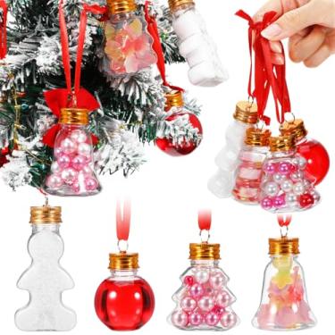 Imagem de 16 peças de enfeites de Natal preenchíveis transparentes, bolas de bebida de Natal, enfeites para pendurar, garrafa para Natal, casamento, festa, decoração de casa (4 estilos, 50 ml)