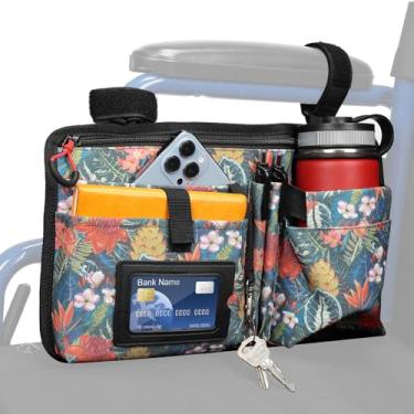 Imagem de JOYTUTUS Bolsa lateral para cadeira de rodas, bolsa de andador atualizada com suporte de copo, acessórios de apoio de braço para cadeira de rodas para andador, andador, scooter elétrica, presente