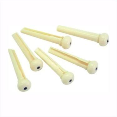 Imagem de Kit De 6 Pinos Para Violão Aço Cor Creme - MXT