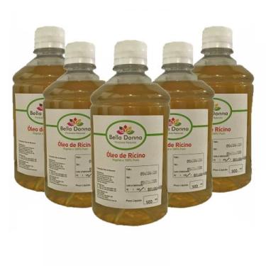 Imagem de 5 Frascos Óleo Rícino Puro C/ Laudo De Análise Cresc.de Cabelo 500ml -