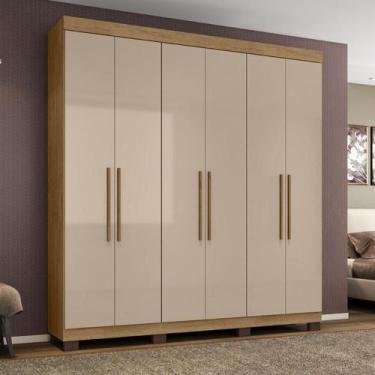 Imagem de Guarda-Roupa Mônaco 6 portas 4 gavetas Amêndoa Off White - Milani Move