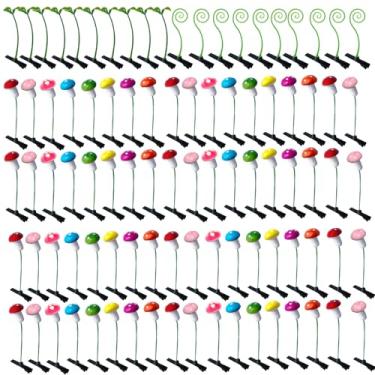 Imagem de 100 peças de grampos de cabelo engraçados de broto de feijão rave prendedor de cabelo planta estilo misto pequena grama fruta borboleta cogumelo acessórios de cabelo para meninas mulheres festa scool