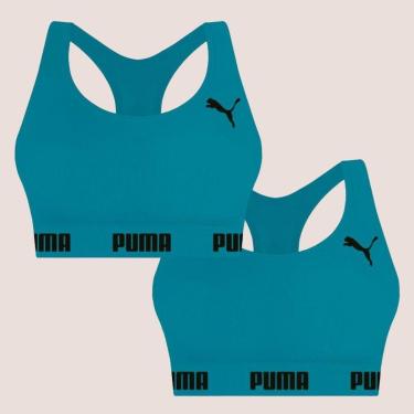 Imagem de Kit Com 2 Tops Puma Nadador Sem Costura E Sem Bojo Fitness Fit Para Academia Corrida Treino-Feminino