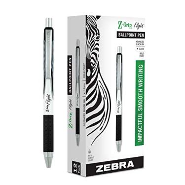 Imagem de Zebra Pen Caneta esferográfica retrátil Z-Grip Flight, ponta negrita, tinta preta, pacote com 12, número do modelo: 21910