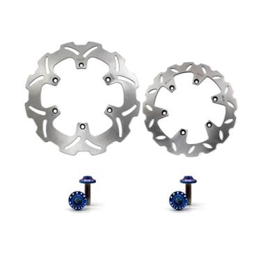 Imagem de Arashi Discos de freio dianteiros traseiros rotores com parafusos de montagem para Suzuki RM125 RM250 1999-2005, peças de acessórios de reposição de motocicleta