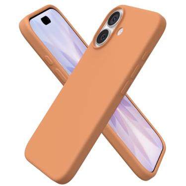 Imagem de ORNARTO Compatível com iPhone 17, capa protetora fina de silicone líquido com 3 camadas de borracha gel macia à prova de choque 16.0 cm com forro de microfibra antiarranhões - laranja outono
