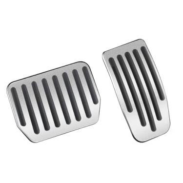 Imagem de QIRUIMY Conjunto de pastilhas de pedal prateadas para Tesla Model 3 Model Y 2016-2026, acessórios de capas de pedal antiderrapantes, acelerador de alumínio/pedal de freio para modelo Y (Juniper