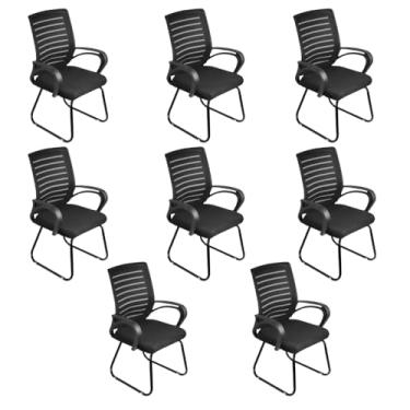 Imagem de Loft7 Home Decor, Kit 8 Cadeiras Office Escritório Base Fixa Viena, Preto