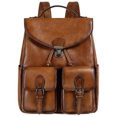 Imagem de Mochila Feminina para Laptop de Couro, COOLCY, Marrom