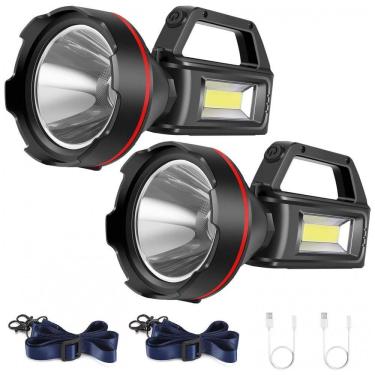 Imagem de Lanterna LED Recarregável, 16 Horas de Ação e Carregamento USB, SUNPRO, Preta, 2 Unidades