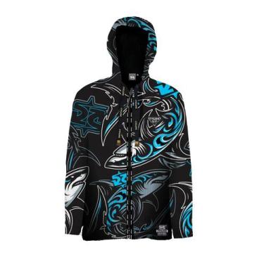 Imagem de Jaqueta Cyclone Veludo Tribal Shark, Preto, Azul, GG