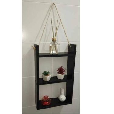 Imagem de Nicho organizador com divisórias prateleira Mdf preto banheiro cozinha