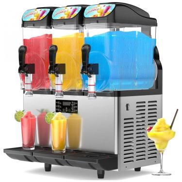Imagem de Máquina de Raspadinha Comercial Mojgar de 45L/12 Cal com Luz LED, 3 Tanques de 15L para Margarita, Suco, Smoothie, Daiquiri, Coquetel