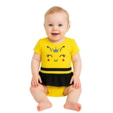 Imagem de Body Bebê Temático Abelhinha Suedine 100% Algodão - Baby da Moda, M (4