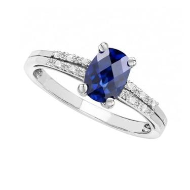 Imagem de Tirafina Pedras preciosas naturais cortadas em almofada com anel de topázio branco, estilo também disponível em pedras preciosas criadas em laboratório e safiras brancas criadas em laboratório,