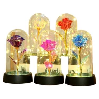 Imagem de Rosa Encantada com Luz LED em Cúpula de Acrílico – Flor Eterna Decorativa e Presente Romântico(Cor Aleatorio)