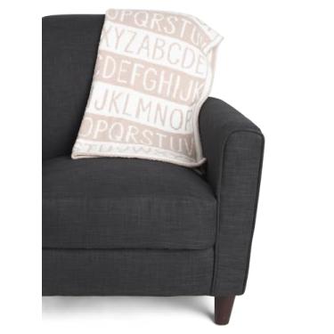 Imagem de cupcakes and cashmere Cobertor de bebê jacquard, padrão do alfabeto ABC bege e branco, 76 cm x 101 cm