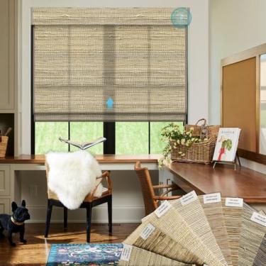 Imagem de SmartWings Amostras de tecido de persianas de madeira natural, tecido de juta bambu Kenaf Ramie para persianas internas, consulte persianas romanas feitas sob medida, várias cores