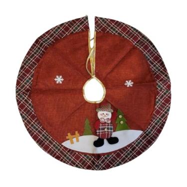 Imagem de Master Christmas - Saia para Árvore de Natal 70cm Linho Vinho Pelúcia Boneco de Neve Borda Xadrez Prime