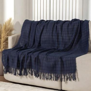 Imagem de Manta Xalé para Sofá Malha 100% Algodão Decorativa com Franja 1,40m x 