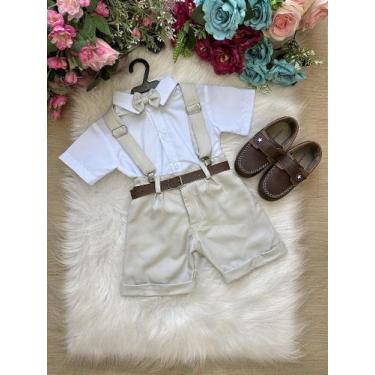 Imagem de Conjunto Social Meninos Miss Cherry com Shorts Cinza Claro e Gravata, 