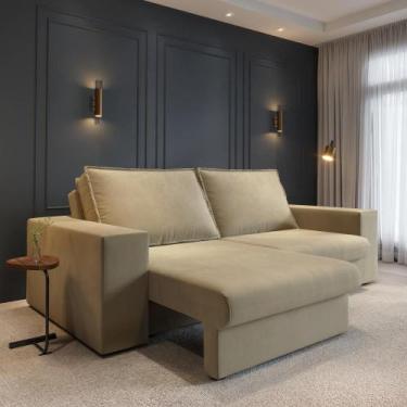 Imagem de Sofá Capri Retrátil 3 Lugares 230cm Suede - CIALAR MÓVEIS, Bege