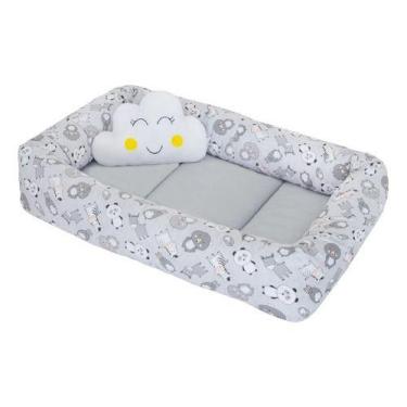 Imagem de Ninho Redutor De Berço Bichinhos Cinza Com Cinza - Carinha de Anjo Enx