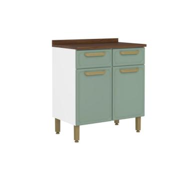 Imagem de Balcão De Cozinha Modulado C- Tampo Bella C- 2 Portas E 2 Gavetas 80cm Verde - Bertolini