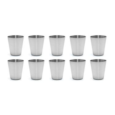 Imagem de Copo Mini Aço Inox 30ml Cafe Molho Sobremesa Aperitivo 10un