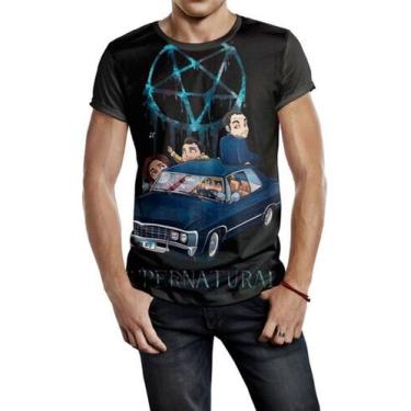 Imagem de Camiseta Masculina Supernatural Ref:255 - smoke, Preto, G